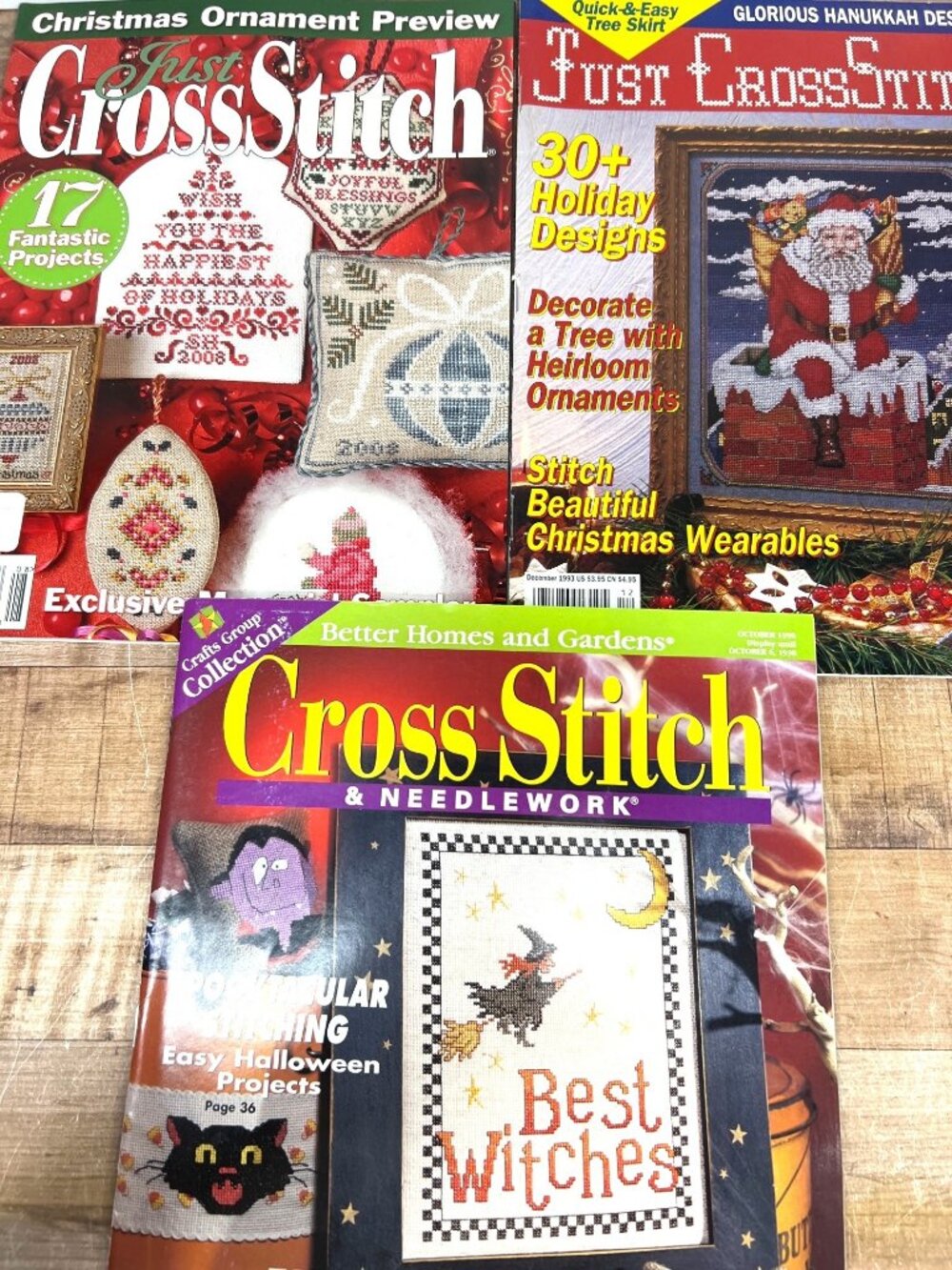 3 Christmas & Holiday Cross-Stitch Pattern Magazines Festive & Seasonal Designs